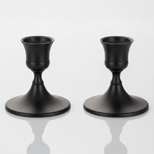 Shimmering Vintage Taper Candle Holders Midnight Noir set of 2 studio packshot