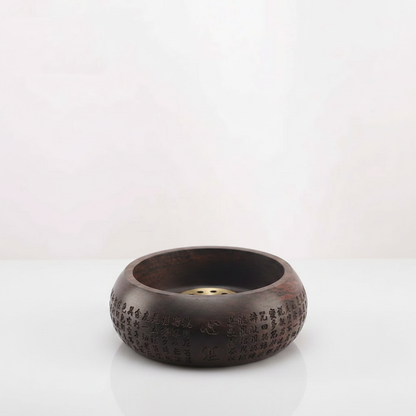 Solid Wood Incense Holder Scripted Ebony — studio packshot