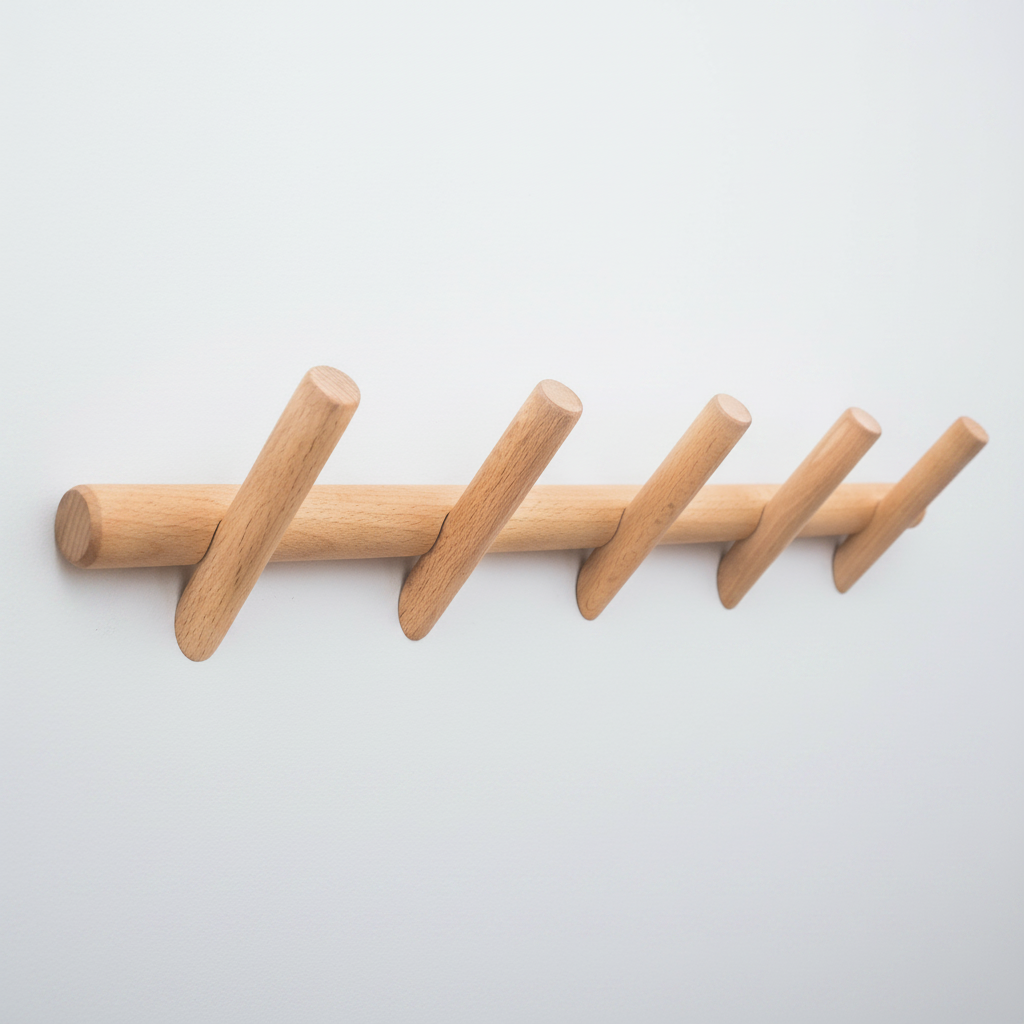 Beechwood wall coat rack 5 hooks studio packshot