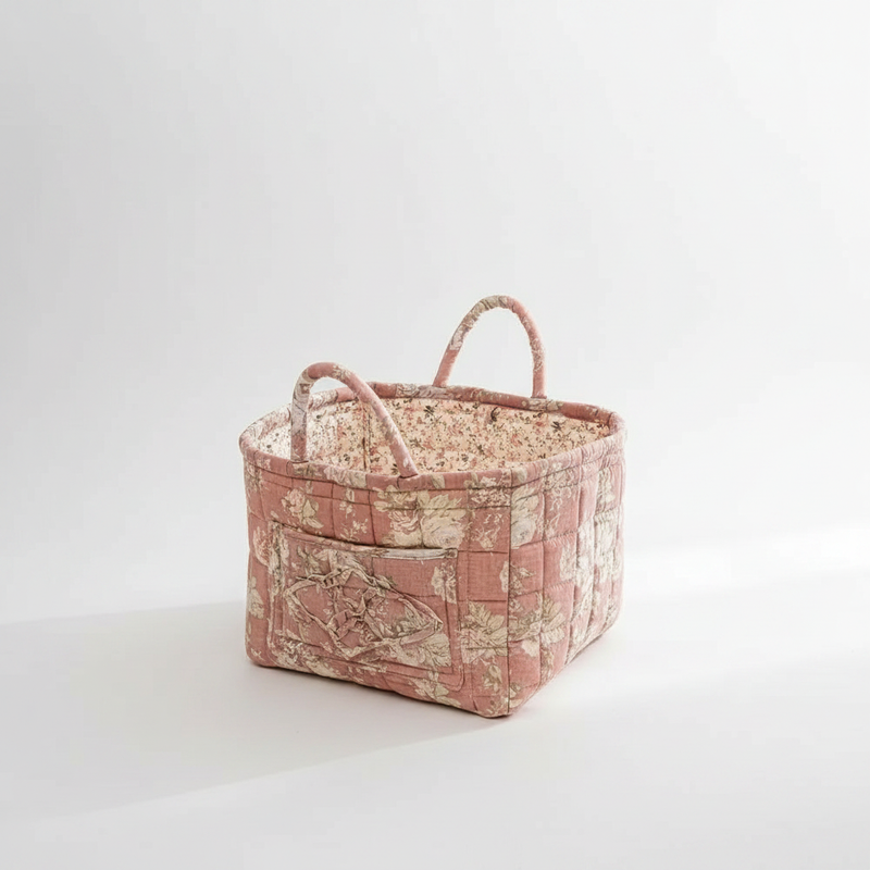 Dahlia floral canvas storage basket packshot
