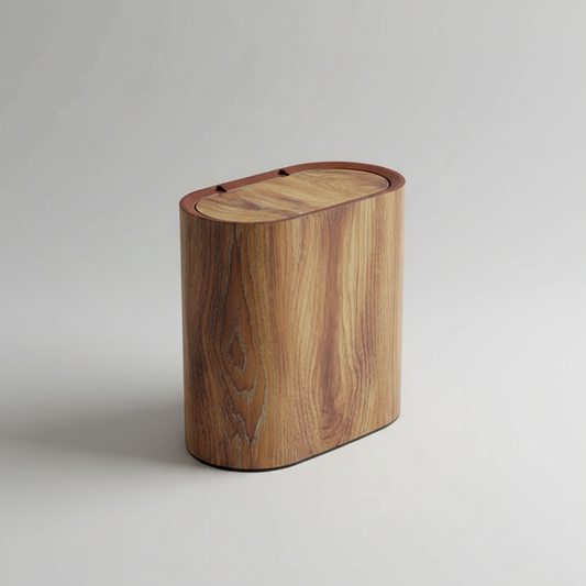Modern Marble Trash Can - Imitation Wood Grain studio packshot