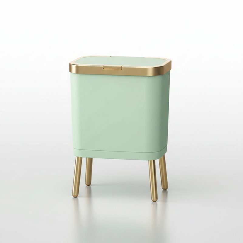 15L Elevated Trash Can Light Green studio packshot