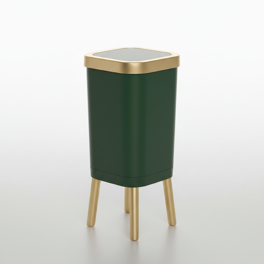 15L Elevated Trash Can Dark Green studio packshot