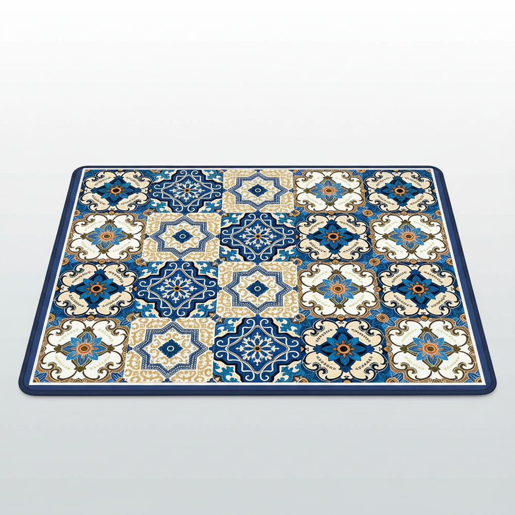 BohoShield Mandala Mat Blue Plaid packshot