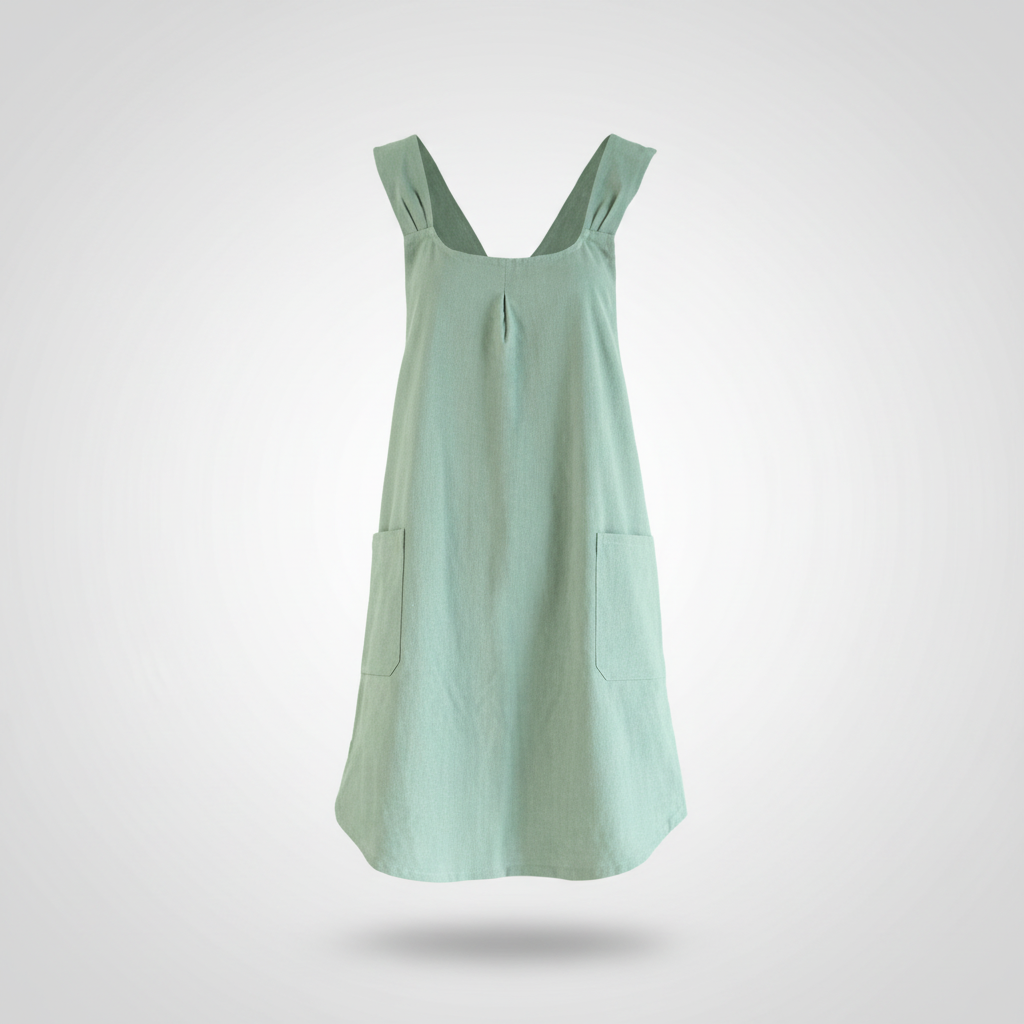 Korean Cross-Back Apron Mint Green studio packshot
