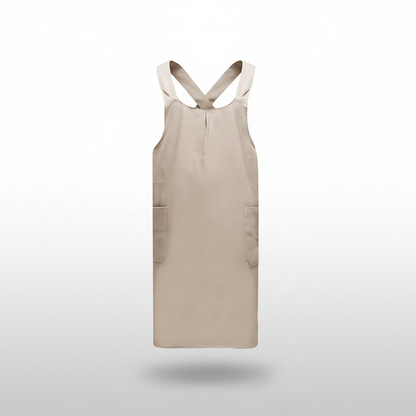 Korean Cross-Back Apron Beige studio packshot