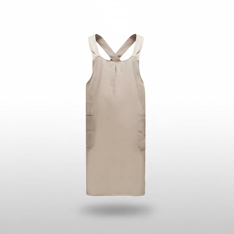 Korean Cross-Back Apron Beige studio packshot