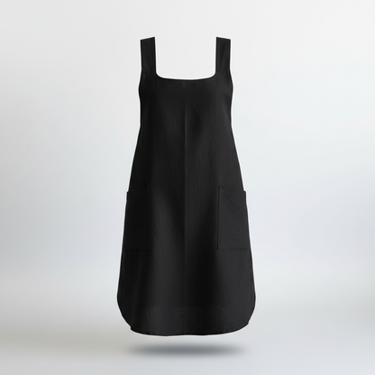 Korean Cross-Back Apron Black studio packshot