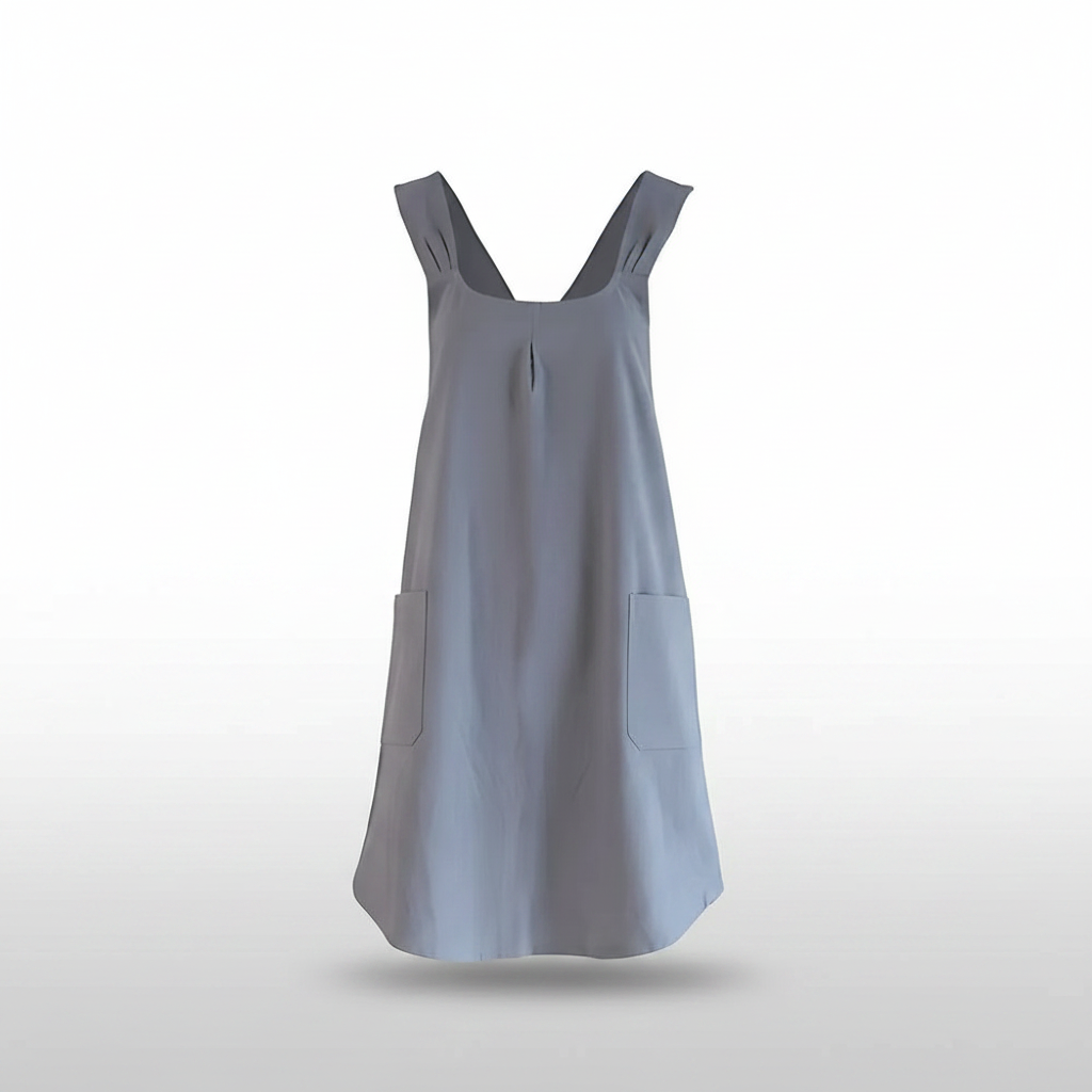 Korean Cross-Back Apron Gray studio packshot