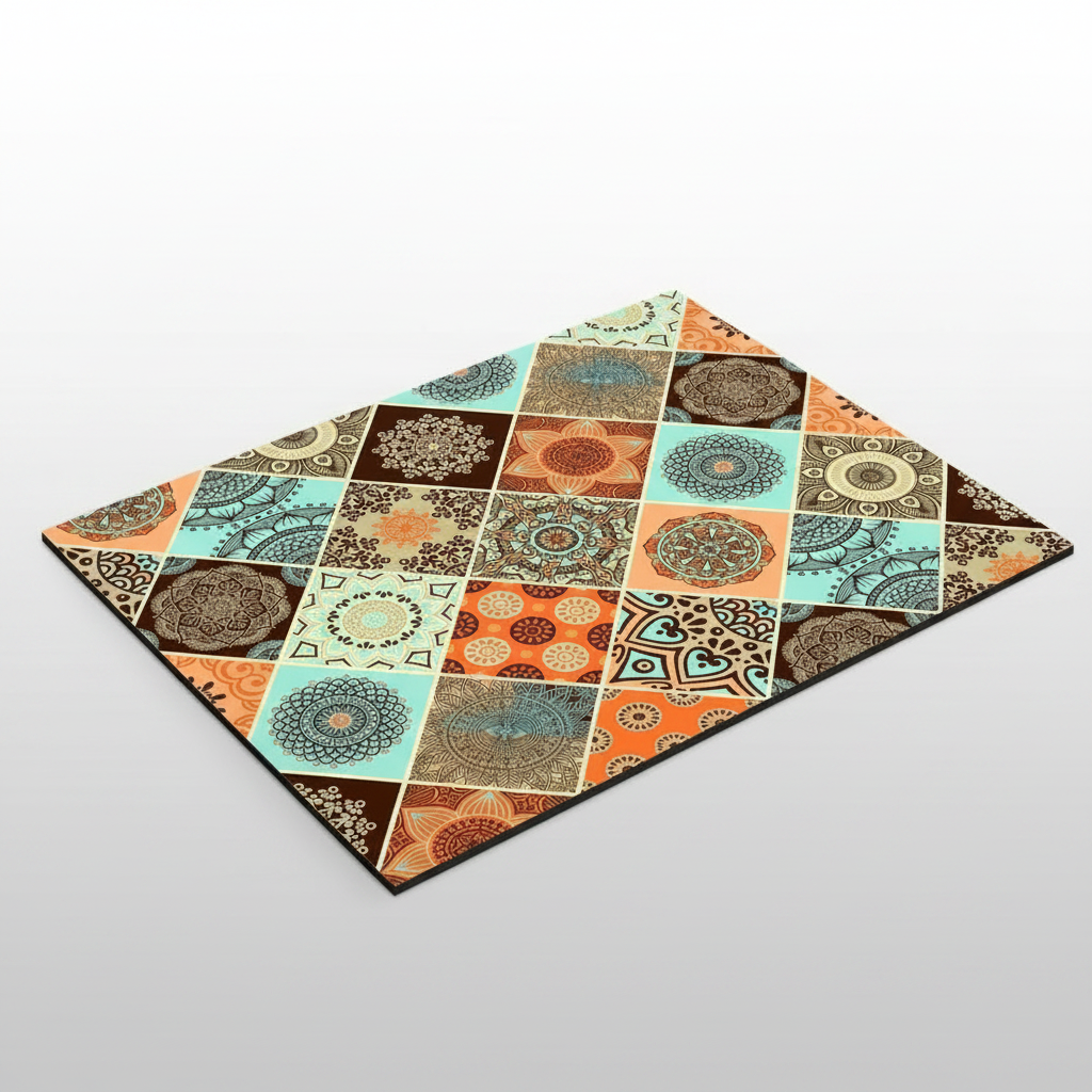 Retro Tile Coffee Mat Cerulean Bloom packshot