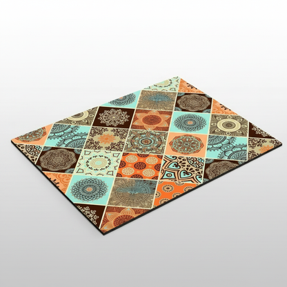Retro Tile Coffee Mat Cerulean Bloom packshot