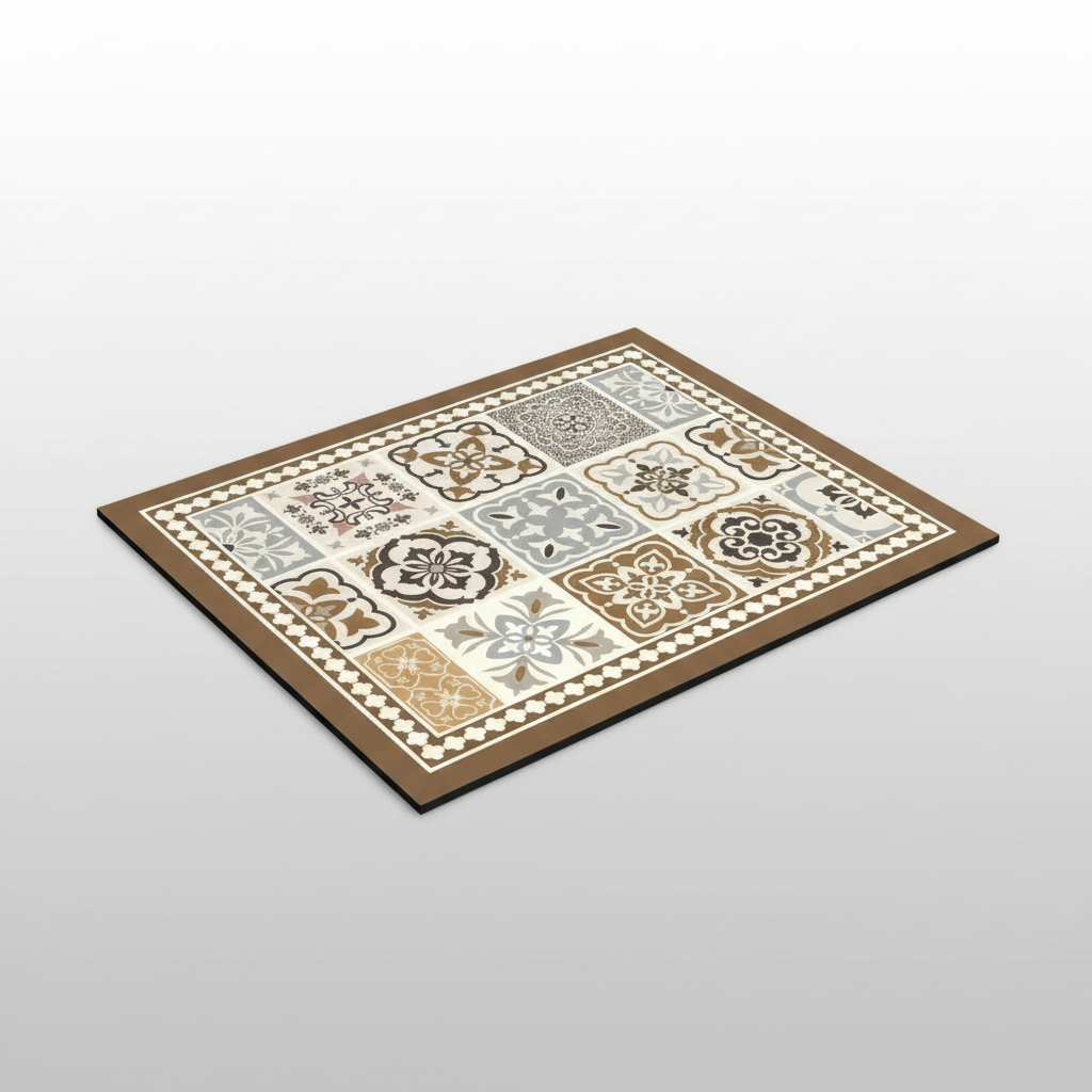 Retro Tile Coffee Mat Floral Wood packshot