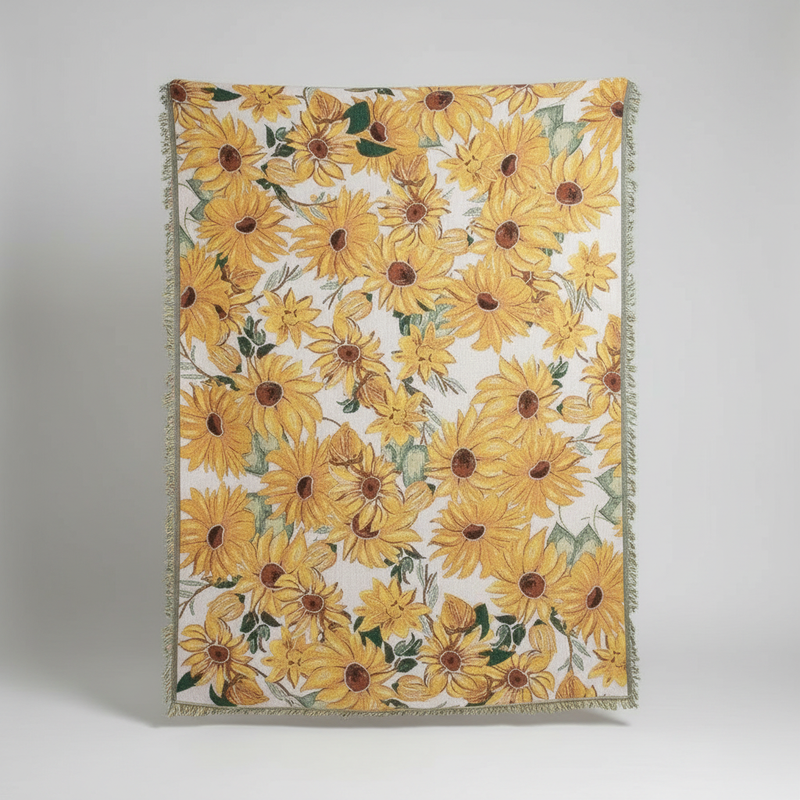Floral Picnic Blanket Jacquard Weave
