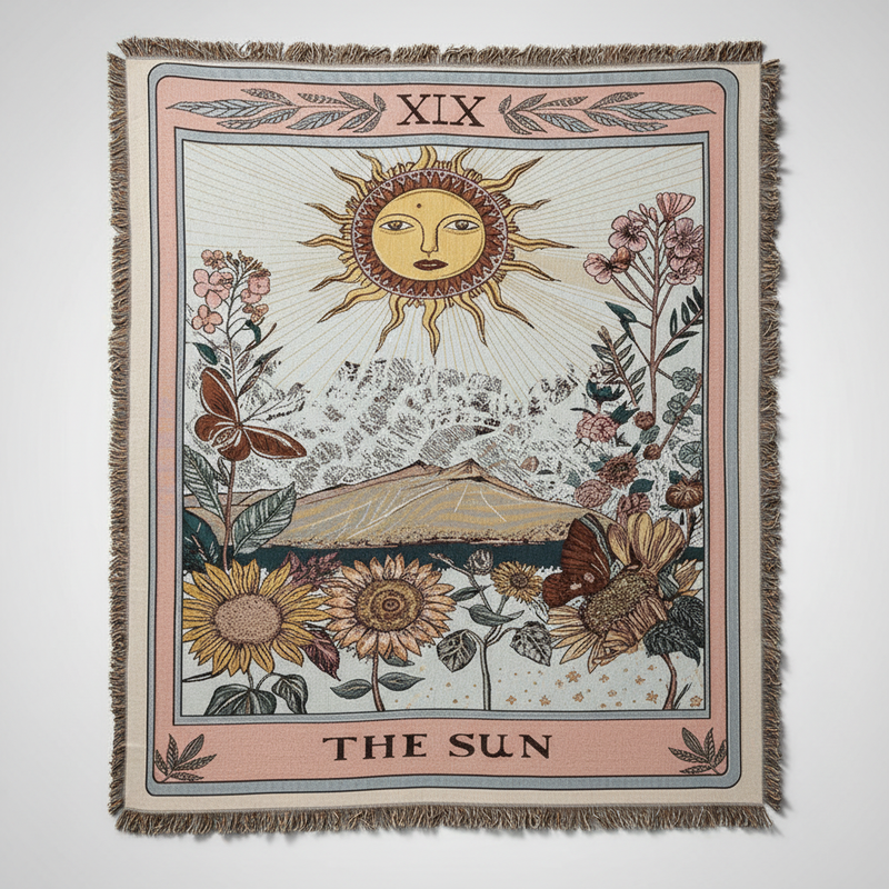 Celestial Sun Tarot Tapestry Throw studio packshot