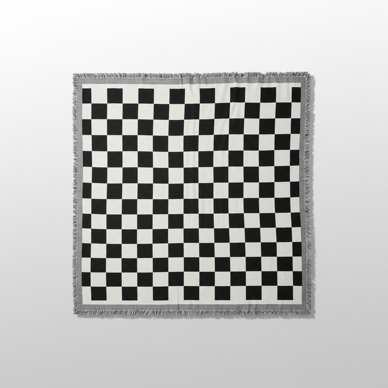 Fringed Picnic Blanket | Checkered Pattern