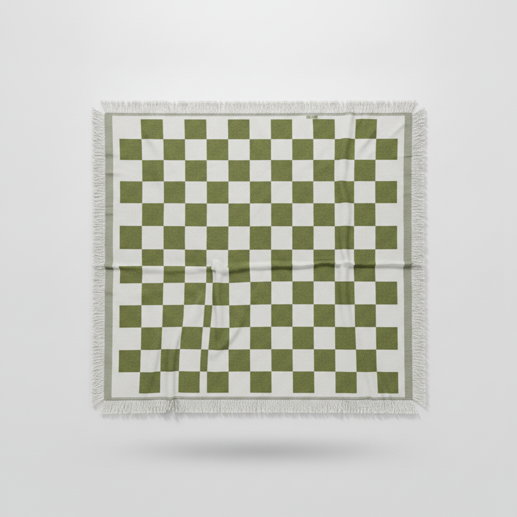 Fringed Picnic Blanket Forest plaid studio packshot