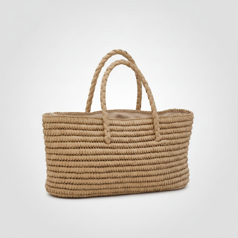 Straw Tote Bag | Handwoven, Drawstring Pouch