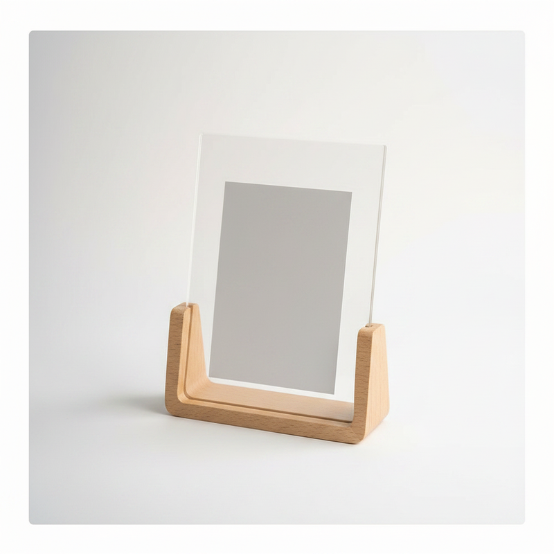 U-Shaped Acrylic Photo Frame - Beech Wood Base