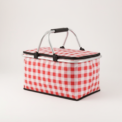 Checkered Picnic Basket - Red check studio packshot