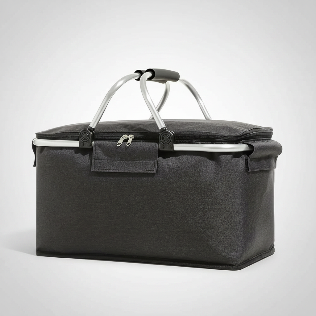 Folding Picnic Basket - Black studio packshot