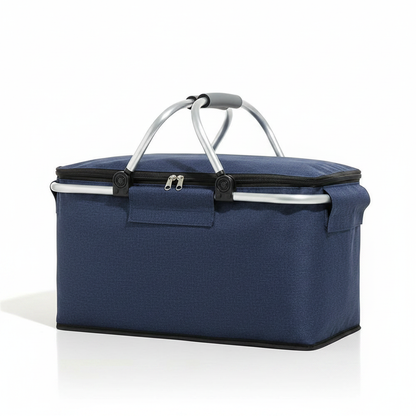 Folding Picnic Basket - Blue studio packshot