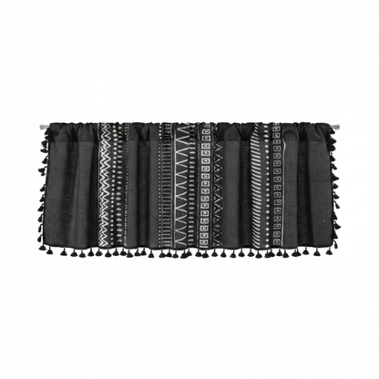 Black Geometric Tribal Tassel Cabinet Curtain