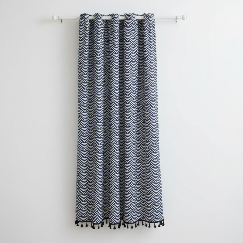 Tidal Scales Curtain | Fish-Scale Pattern, Eco Cotton