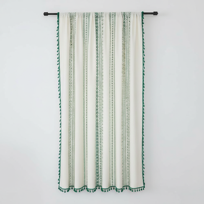 Emerald Tribe Boho Tassel Curtain