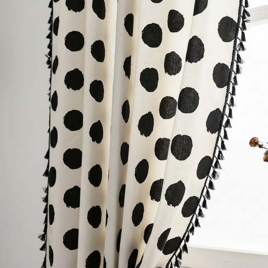 Chic polka dot tassel curtain panel