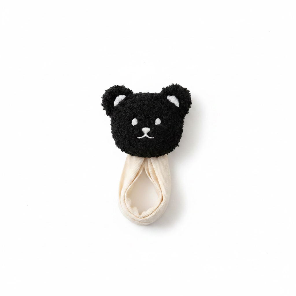 Jet black teddy bear curtain strap