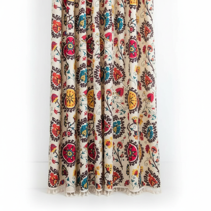 Boho Color Wheel Bloom Tassel Curtain panel