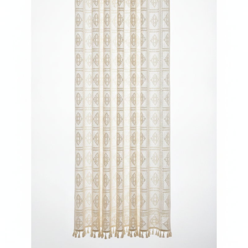 Rhombus Plaid Diamond Lace Curtain | Hollow-Out, Light-Filtering