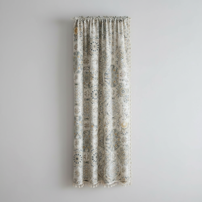 Botanical Bliss Tassel Curtain | Brushed Texture, Light-Filtering
