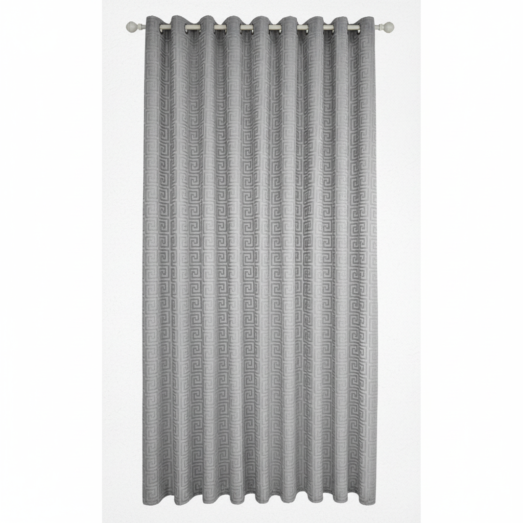 Imperial Maze embroidered curtain panel - Platinum Silver