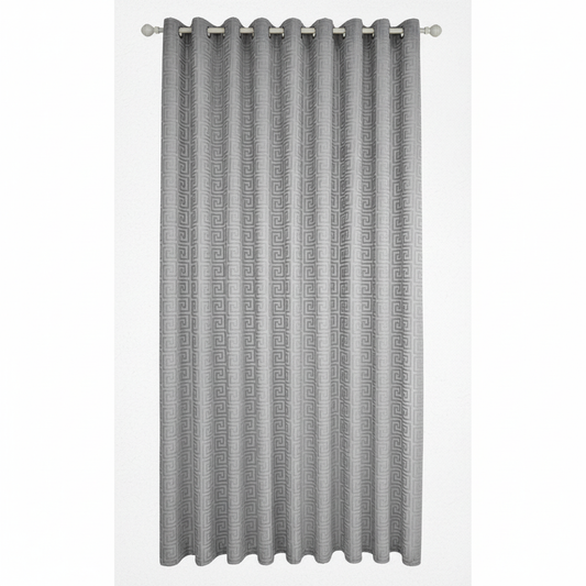 Imperial Maze embroidered curtain panel - Platinum Silver