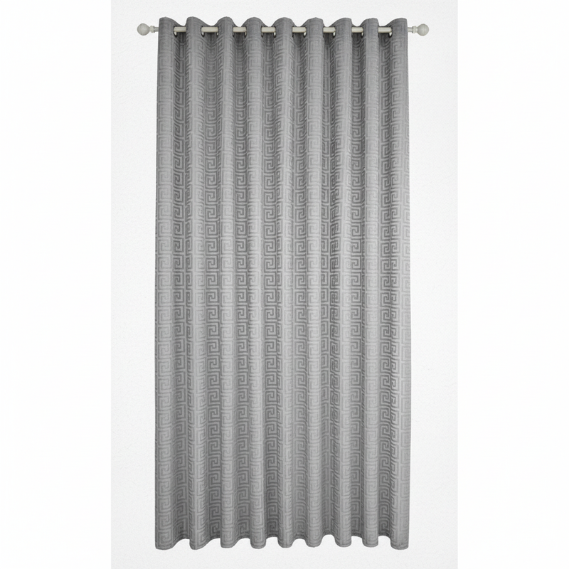 Imperial Maze embroidered curtain panel - Platinum Silver