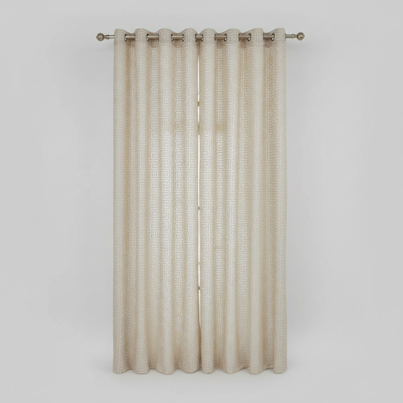 Imperial Maze embroidered curtain panel - Ivory White