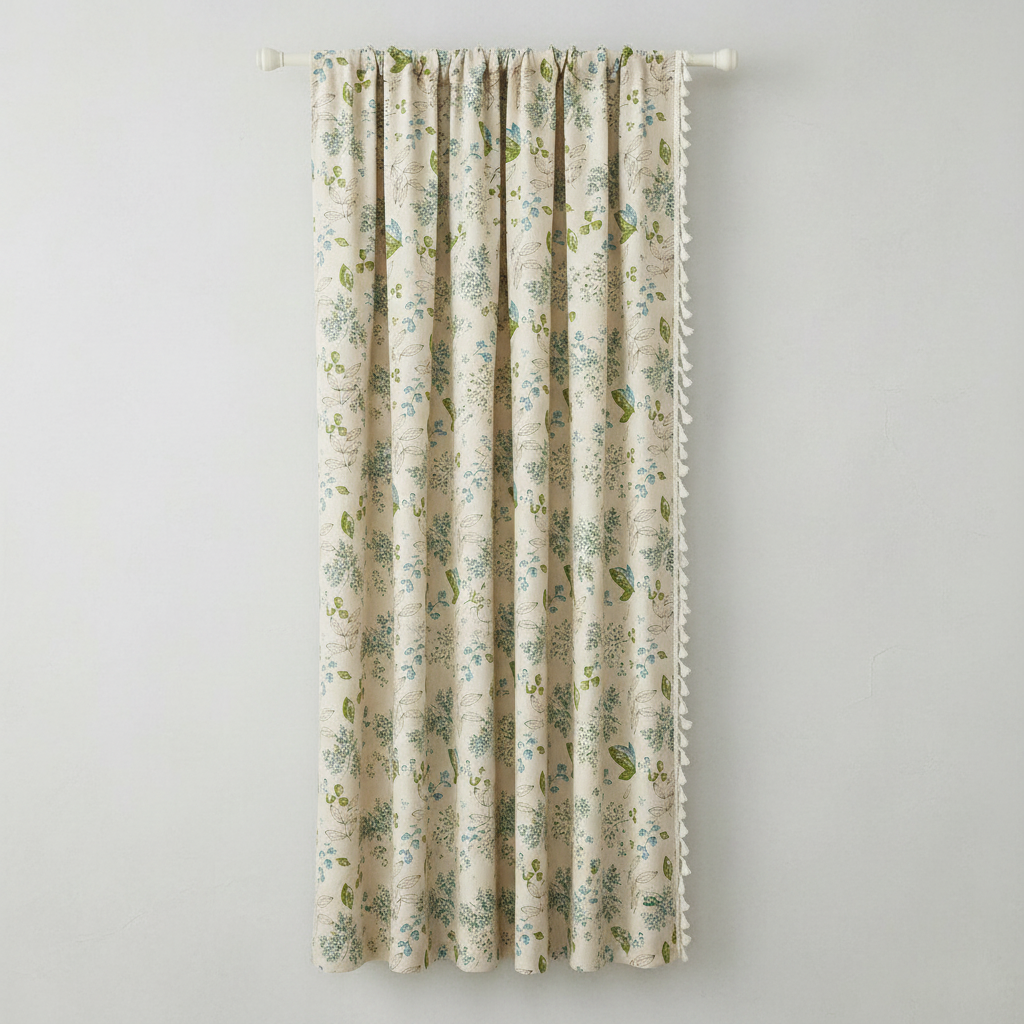 Wildflower Veil curtain panel with tassel fringe