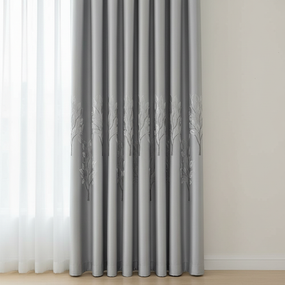 Elysian Leaf blackout curtain - Cloud Gray