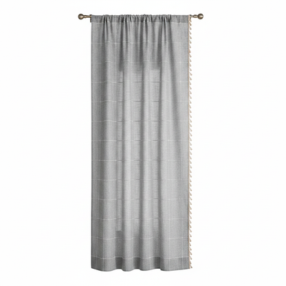 Tassel Plaid semi-blackout drape - Gray
