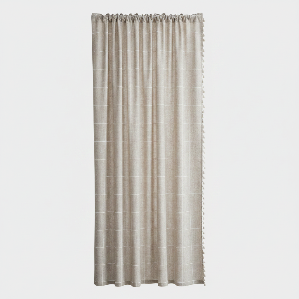 Tassel Plaid semi-blackout drape - Coffee