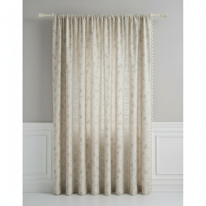Whimsical Meadow patchwork lace floral curtain panel