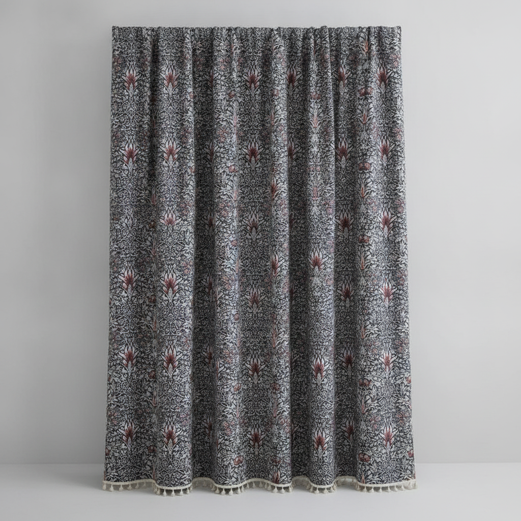 Thistle Ebonleaf floral tapestry curtain panel