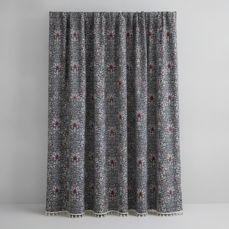 Thistle Ebonleaf floral tapestry curtain panel