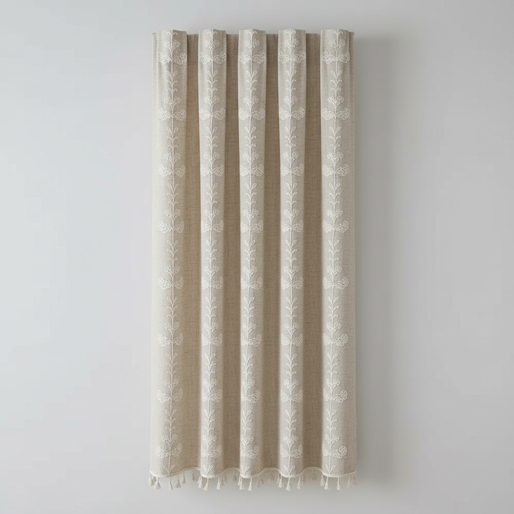 Farmhouse Chic linen geometric curtain panel