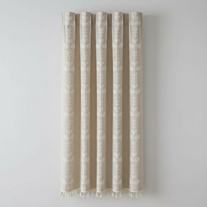Farmhouse Chic linen geometric curtain panel