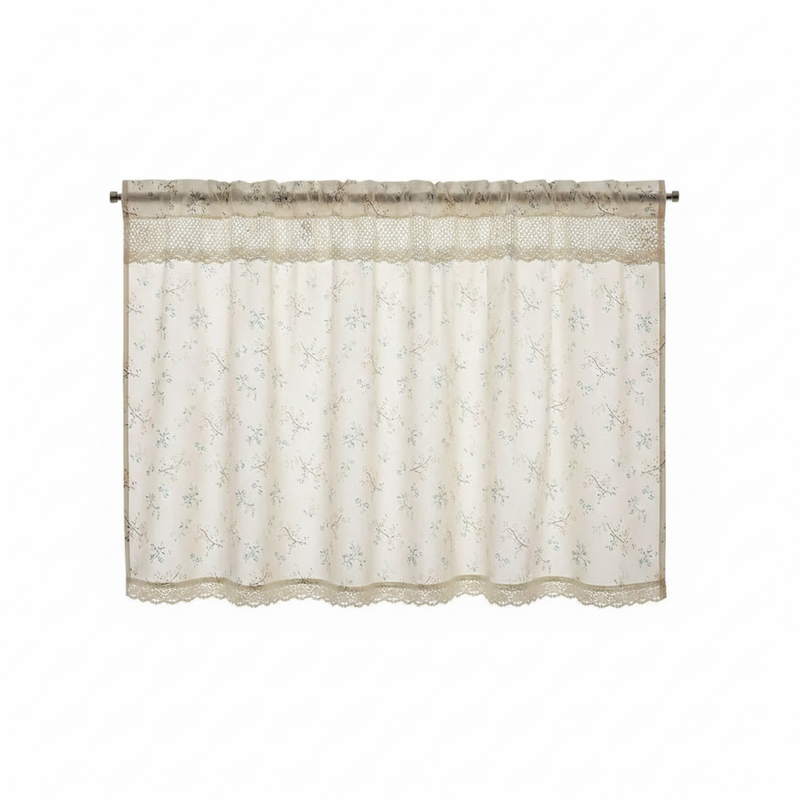 Nordic Bloom Kitchen Cabinet Curtain | UV-Resistant, Rod Pocket