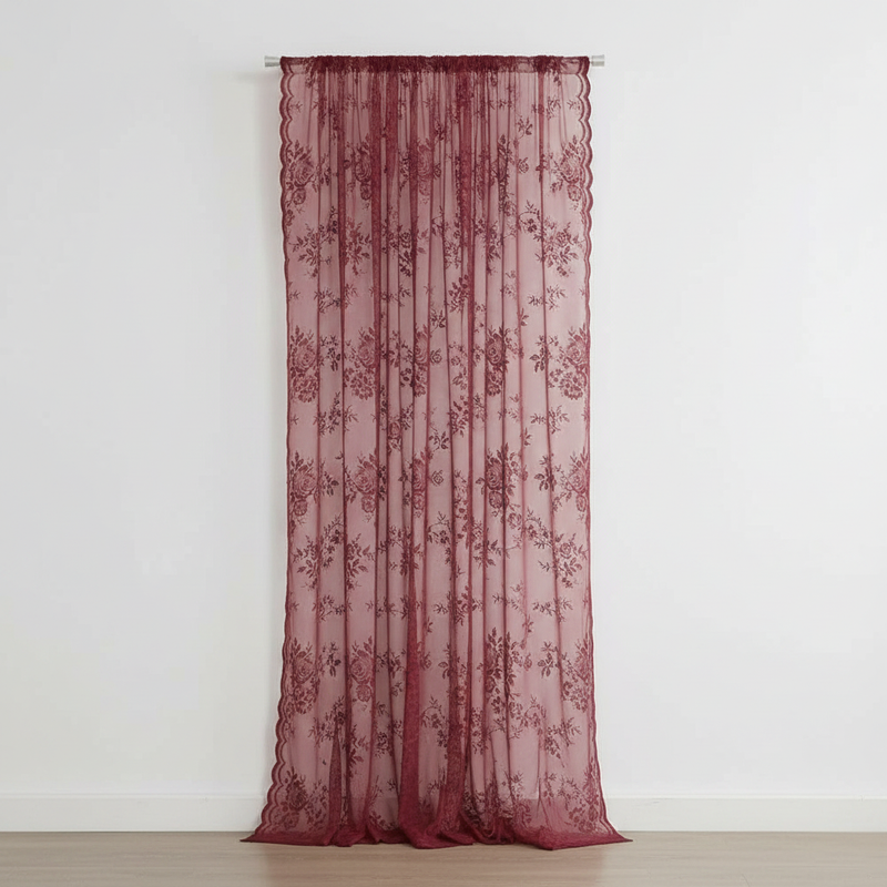 Floral Grace Sheer Curtains | Lace Panel, Rod Pocket
