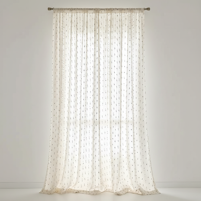 Sugar Bean Rainbow Tulle Curtain | Semi-Sheer, Embroidered Rainbow