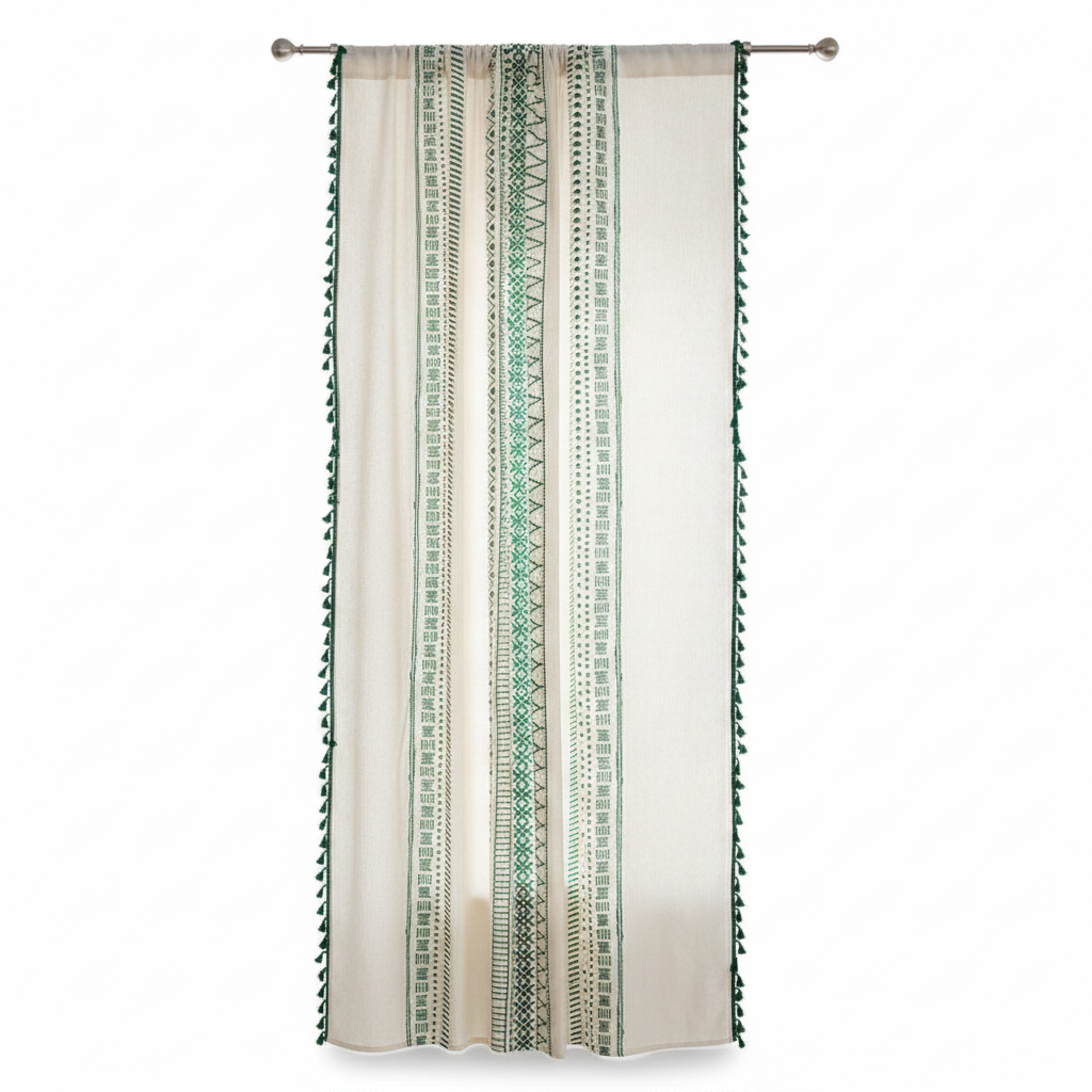 Solstice Loom Curtain Emerald Fern